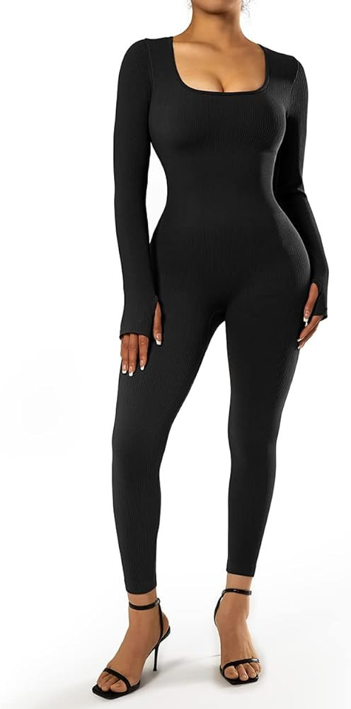 SUUKSESS Women Ribbed One Piece Jumpsuits Yoga Short Sleeve Workout Jumpsuits | Amazon (US)