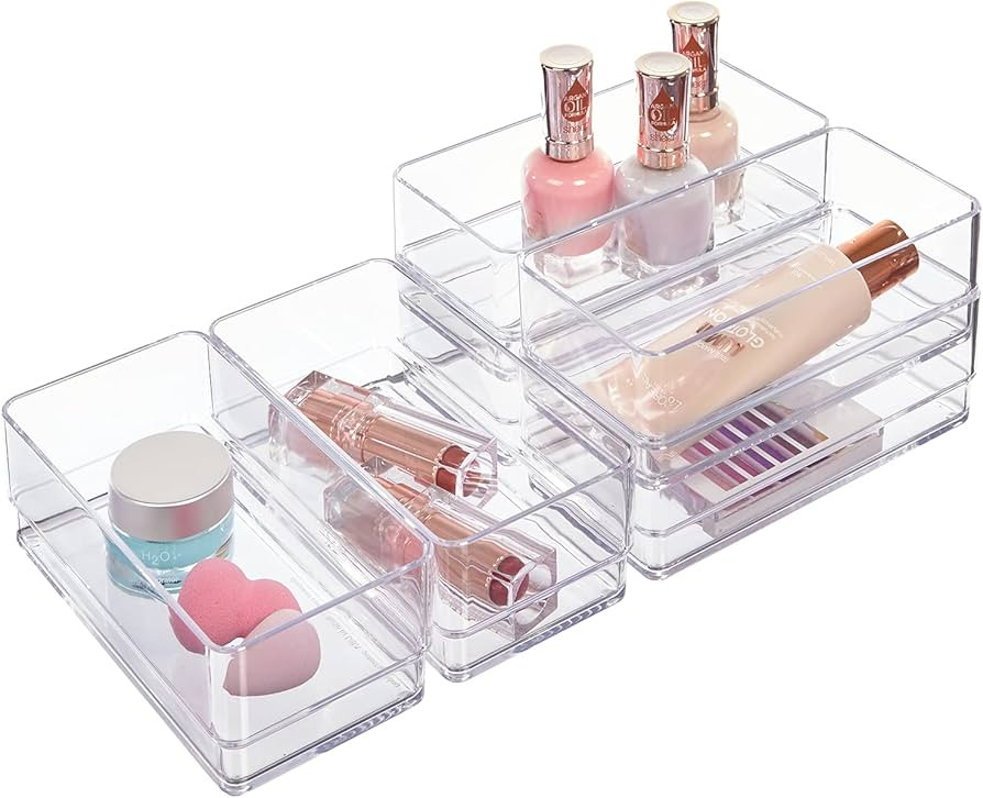 STORi SimpleSort 6-Piece Stackable Clear Drawer Organizer Set | 6" x 3" x 2" Rectangle Trays | Sm... | Amazon (US)