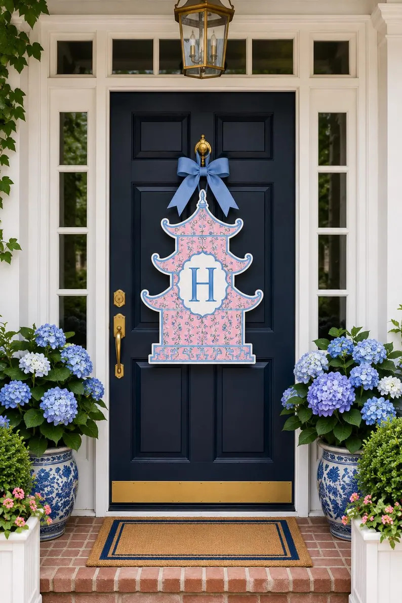 LARGE Door Hanger \u201cles Vines\u201d Pattern Pagoda With Personalized Monogram (does NOT Come ... | Etsy (Global)