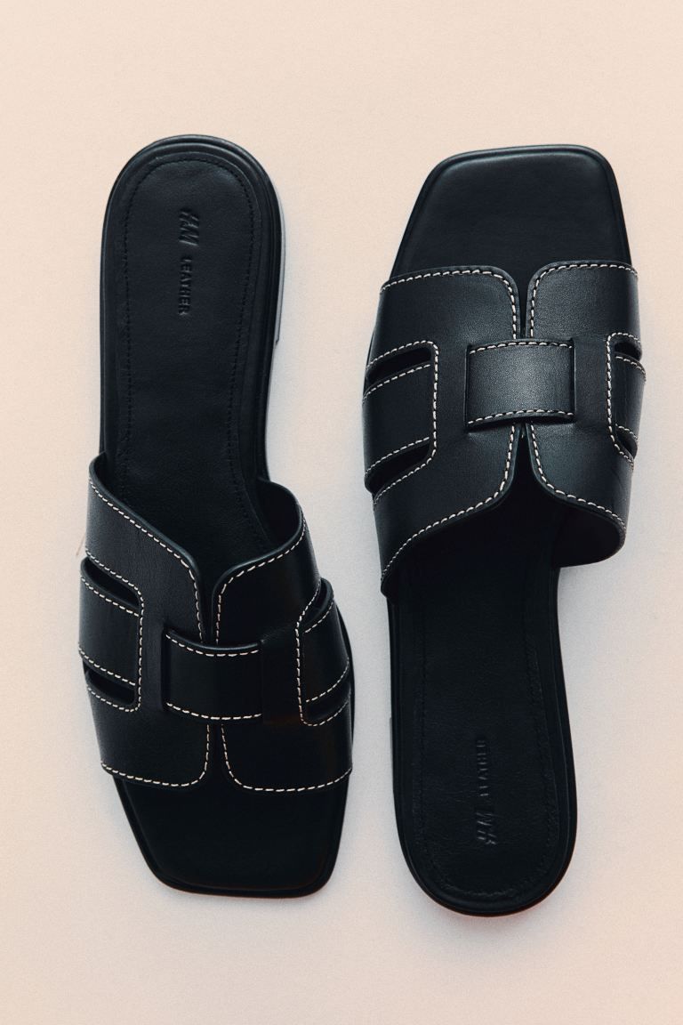 Leather slides | H&M (UK, MY, IN, SG, PH, TW, HK)