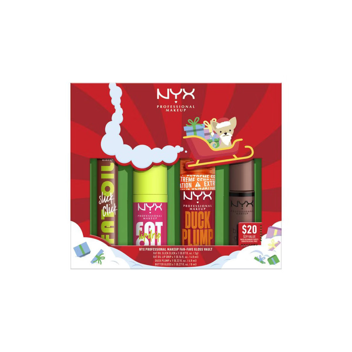 NYX Professional Makeup Fan Fav Lip Gloss Vault Holiday Gift Set - 4pc | Target