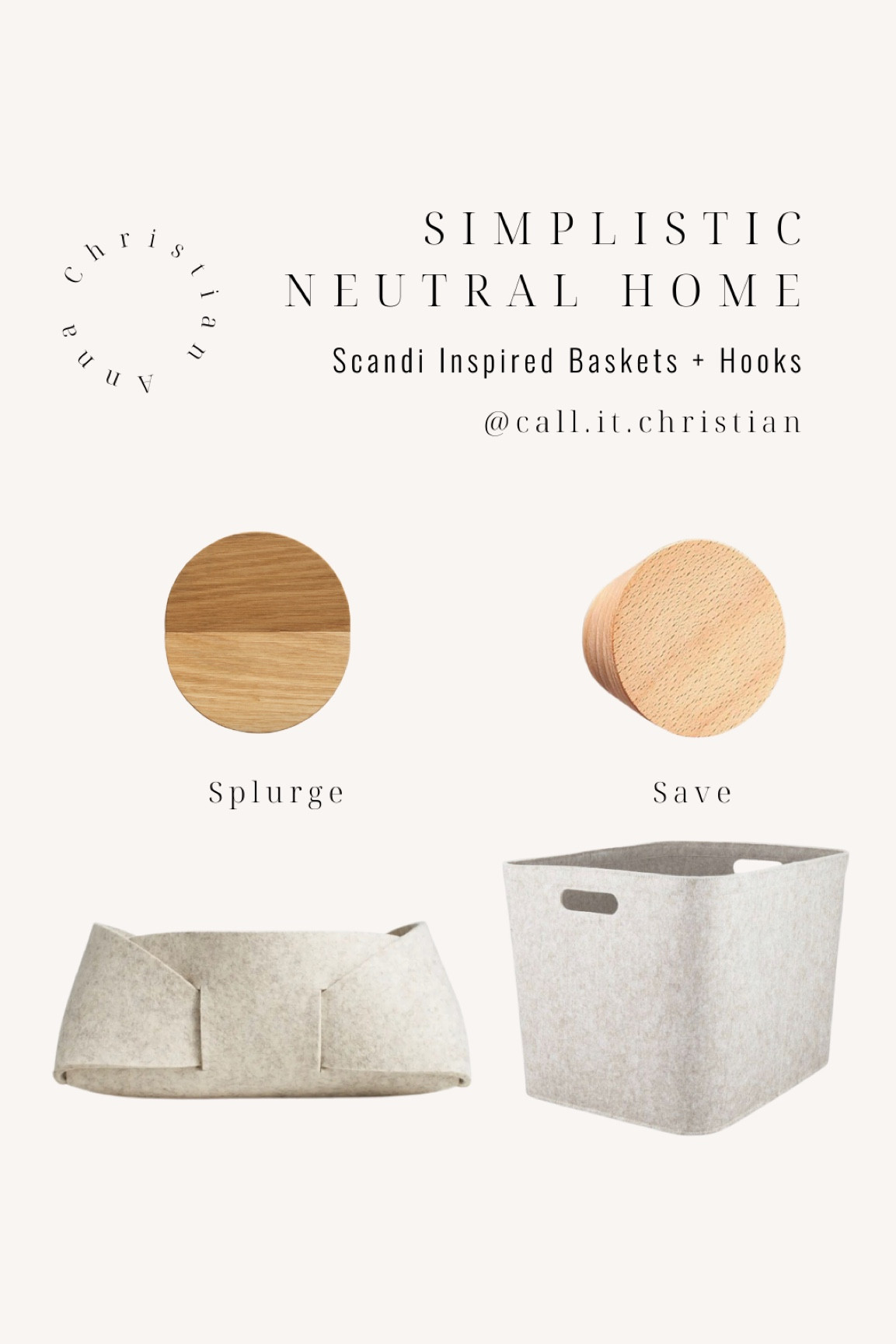 Simplistic Neutral Home
Hooks and Baskets for organizing

Love felt baskets and wood hooks! 
🤍

Natural, minimal, simplistic, nordic, scandinavian home

#LTKfindsunder100 #LTKhome