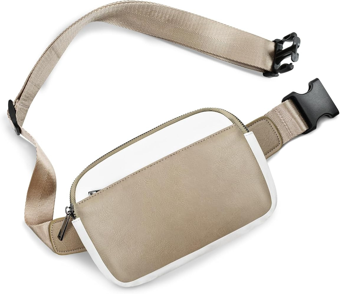 Leather Belt Bag for Women Unisex Fanny Packs with Adjustable Strap Small Crossbody Fanny Pack Fashi | Amazon (US)