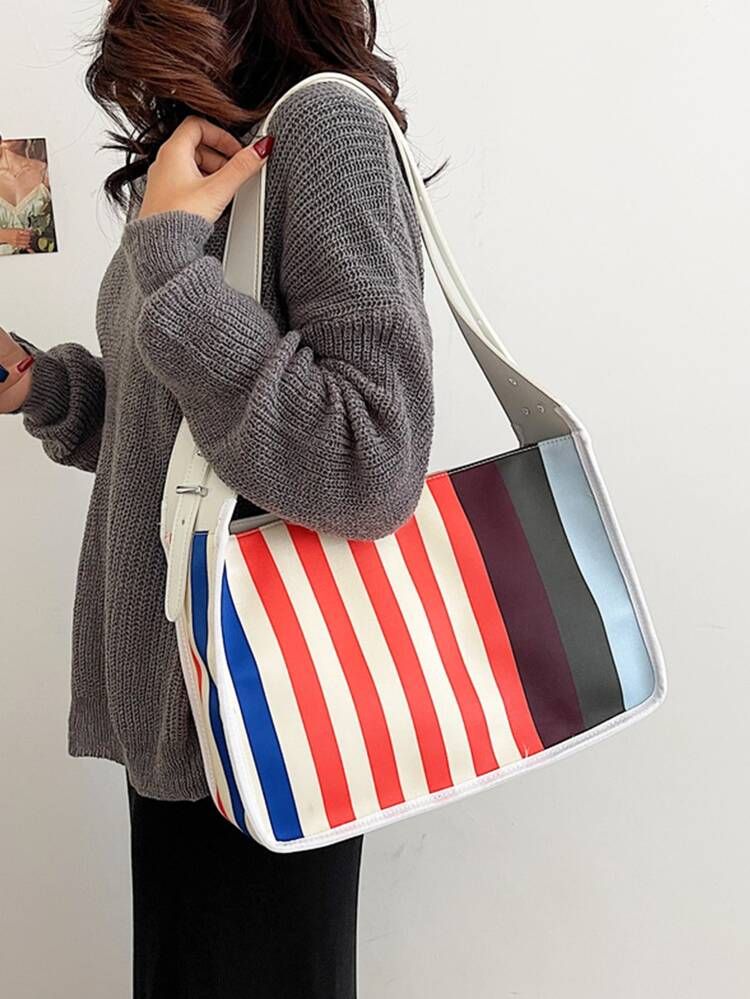 Striped Pattern Shoulder Bag | SHEIN
