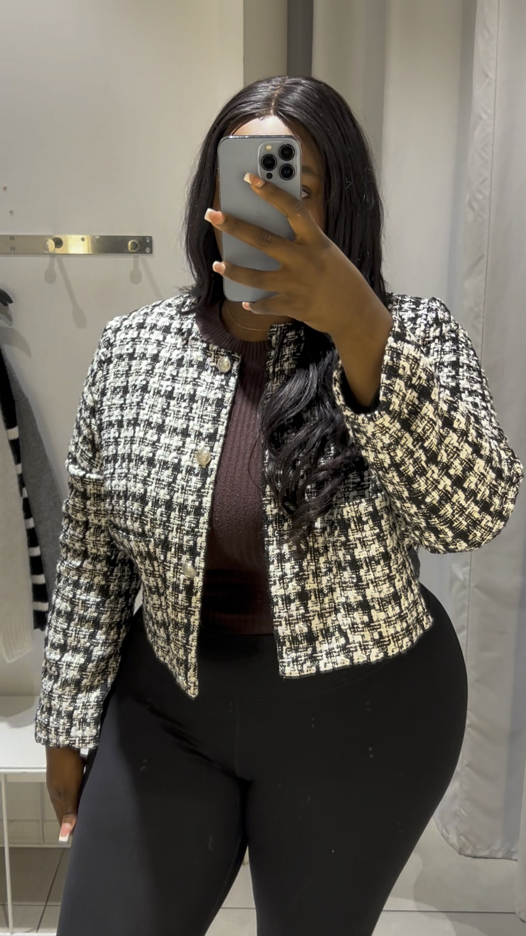 Short jacket in a bouclé weave with a round neckline, buttons down the front, long sleeves and patch front pockets. Lined.

#LTKcurves #LTKunder100 #LTKFind