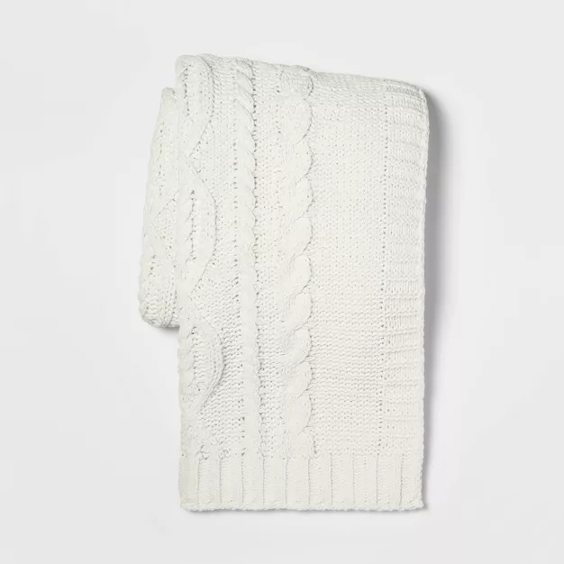 Cable Knit Chenille Throw Blanket - Threshold™ | Target
