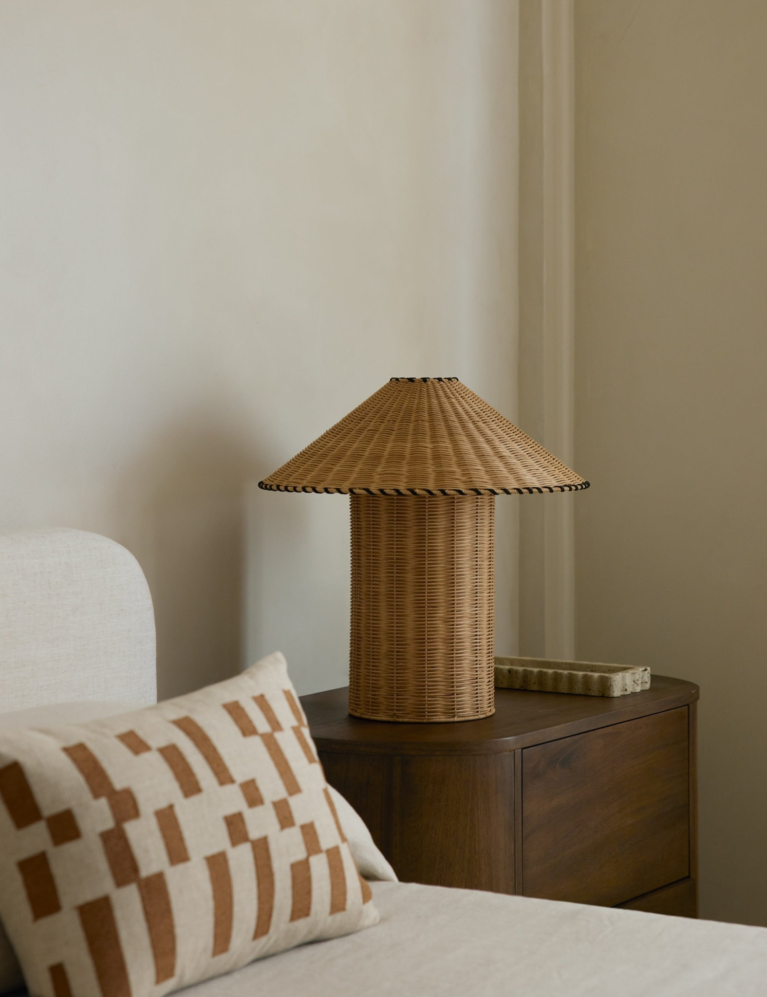 The Terrene table lamp brings the textural character of Élan's natural fiber artwork to a woven lighting element that adds warmth to any curation

#LTKHome