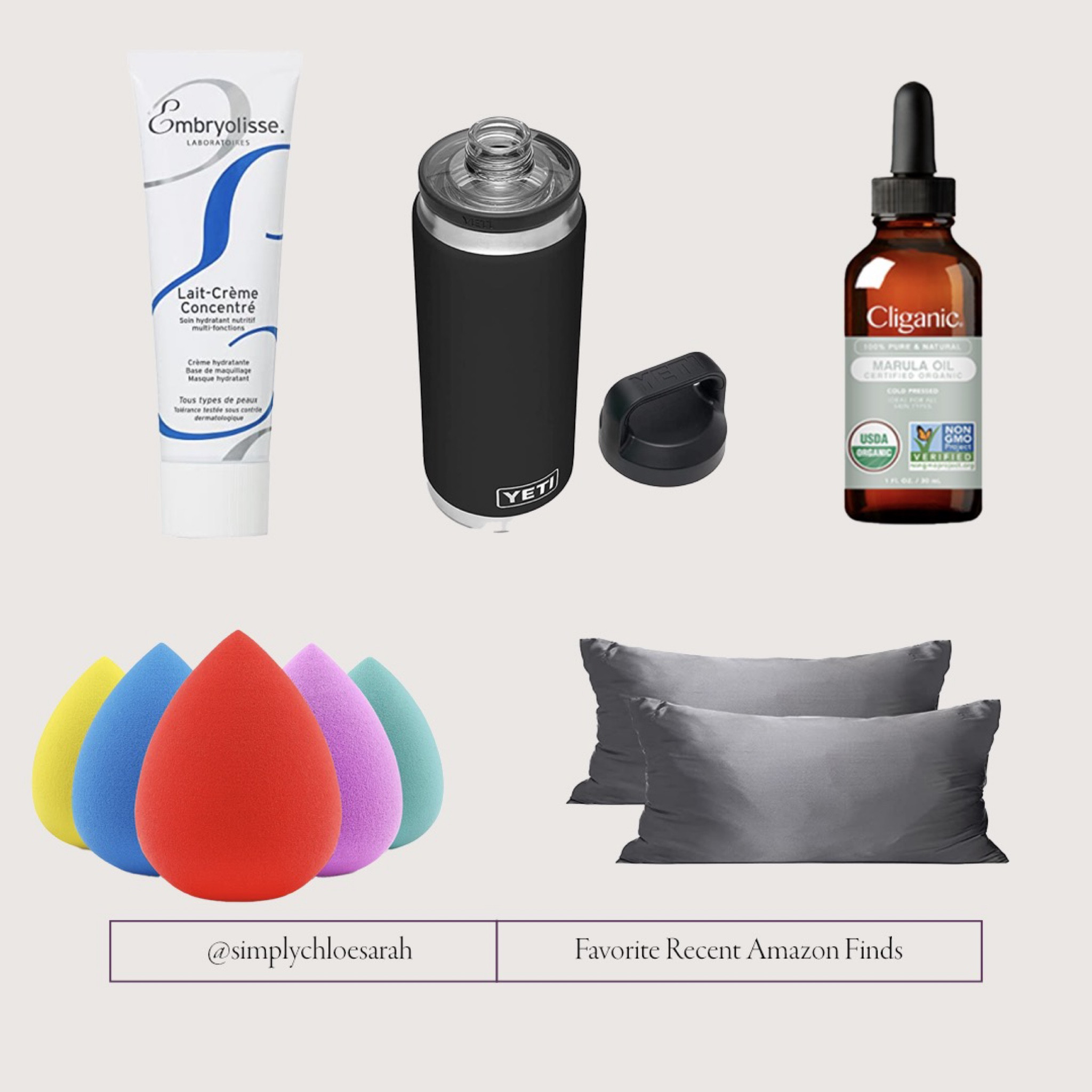 5 things I’ve been loving from Amazon recently. ❤️ Yeti rambler 26 oz water bottle, French pharmacy moisturizer with multiple uses, Drunk Elephant dupe marula oil, makeup sponges and silk pillow cases. 

#LTKunder100 #LTKFind #LTKunder50