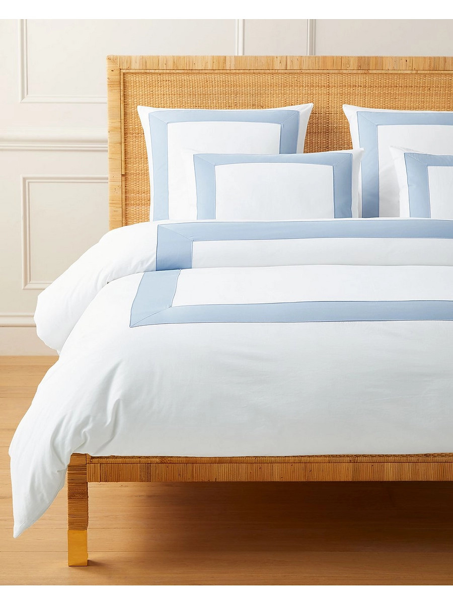 Beach Club Border Percale Duvet Cover | Serena and Lily