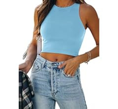 REORIA Women’s Sexy Sleeveless Racer Back Tank Tops Halter Neck Crop Tops | Amazon (US)