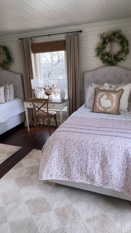 Finally updating our farmhouse for spring! Comment “LINKS” and I’ll send you all the links to this gorgeous new spring collection from @walmart! #walmartpartner We are actually just now taking down all the Christmas decor at our farmhouse! lol! 🫣 So I started in my favorite room in this house, the double twin bed room! These platform beds are on sale at for under $200!! Our new Bronwyn rugs in beige look so cute in here with our new MTH spring quilt and white comforter set! And I added some of our new spring and Easter pillows for the perfect finishing touch! #walmarthome #iywyk

#LTKhome #LTKSpringSale #LTKSeasonal