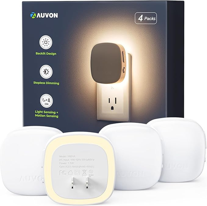 AUVON Plug-in LED Backlit Night Light with Motion Sensor & Dusk to Dawn Sensor, 2200K Soft Warm W... | Amazon (US)