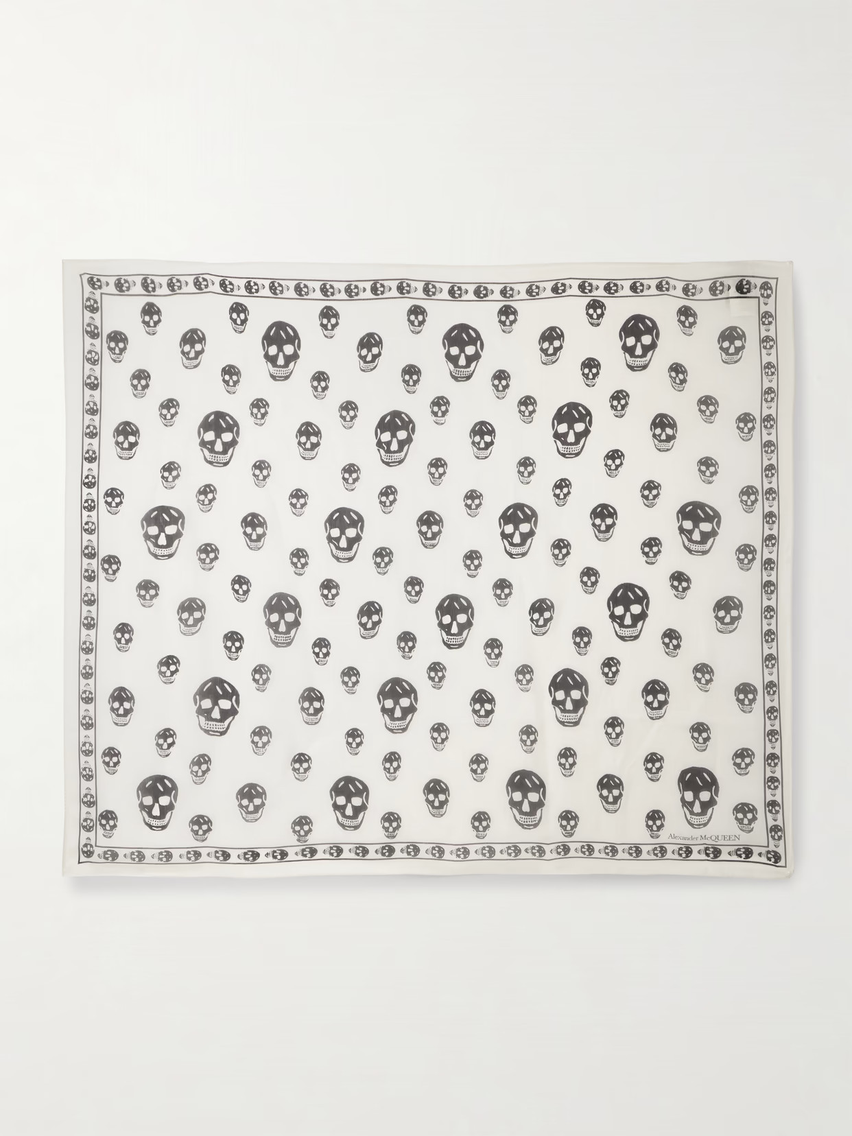 MCQUEEN - Printed Silk-chiffon Scarf - Ivory | NET-A-PORTER (US)