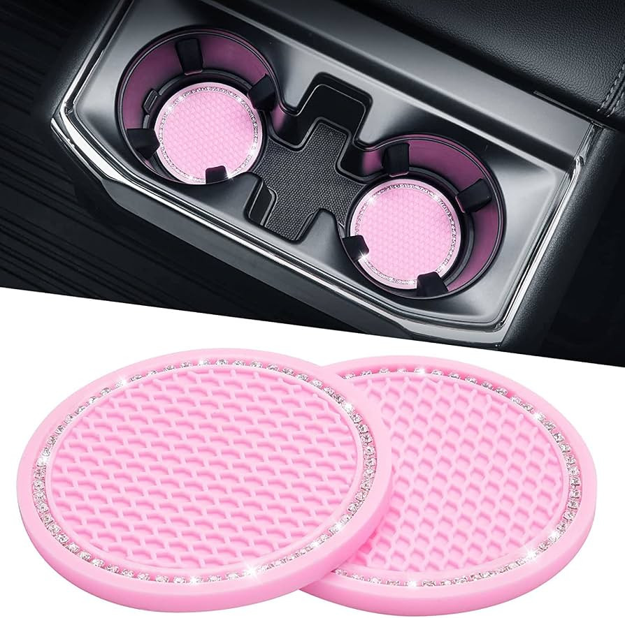 JOYTUTUS Cup Holder Coasters for Car, 2 Pack Universal Anti-Slip Car Coasters with Crystal Rhines... | Amazon (US)