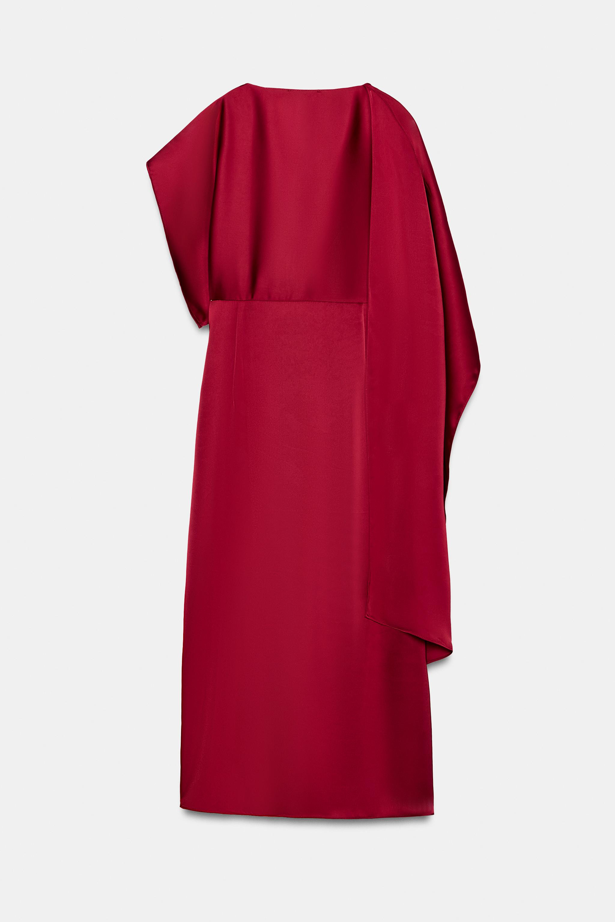 SATIN MIDI DRESS WITH CAPE DETAIL | Zara UK