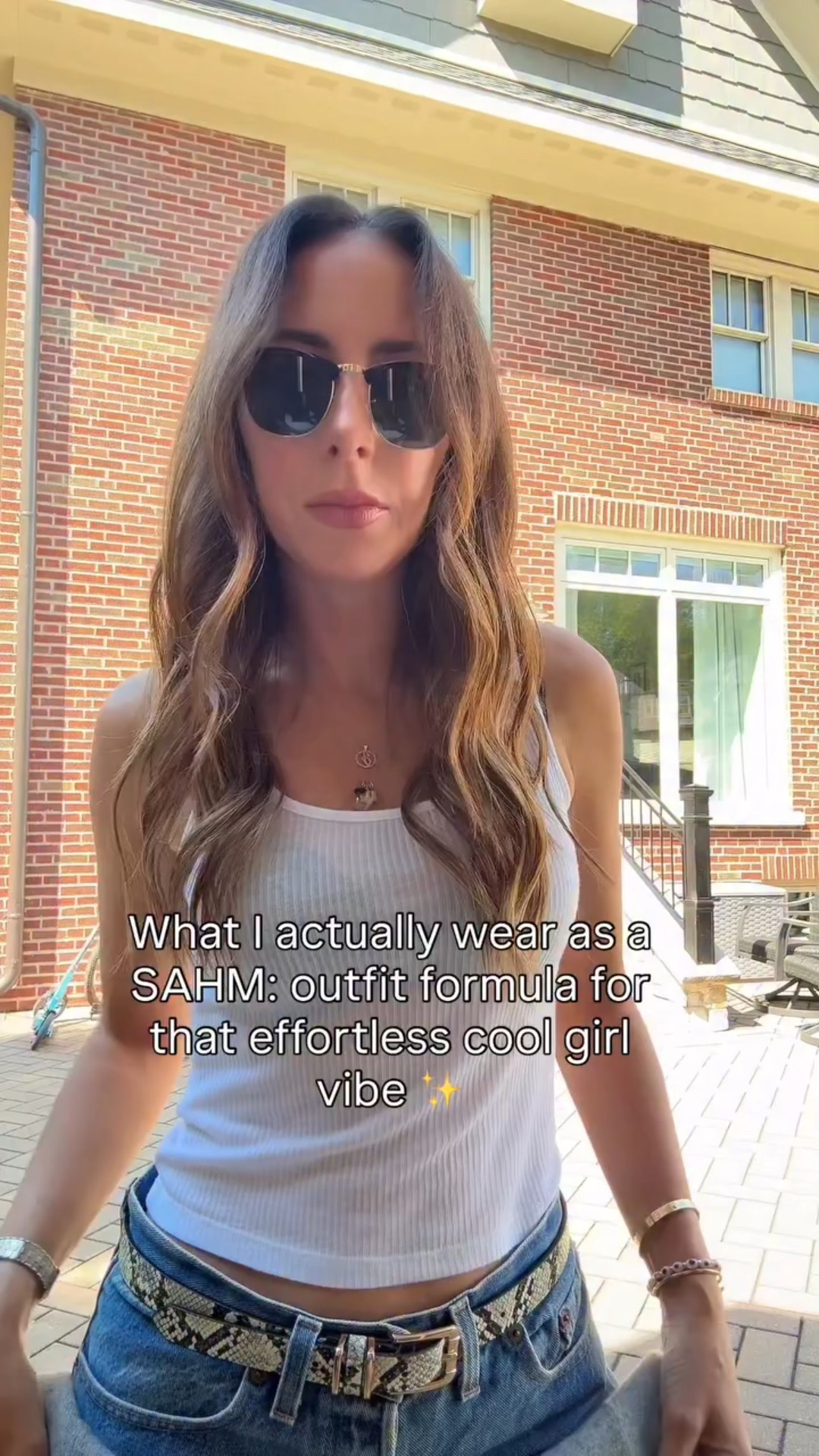 What I actually wear as a SAHM: outfit formula for that effortless cool girl vibe ✨

White tank , vintage @levis 501 90s jeans (I also linked some modern-day ones for you 👖), and a snake-print belt from @amazonfashion Added a @onequince cashmere sweater casually over the shoulders  for the perfect casual chic everyday outfit. 
I’m in a size Large in the little boys James tanks! 


#LTKOver40 #LTKPetite #LTKU