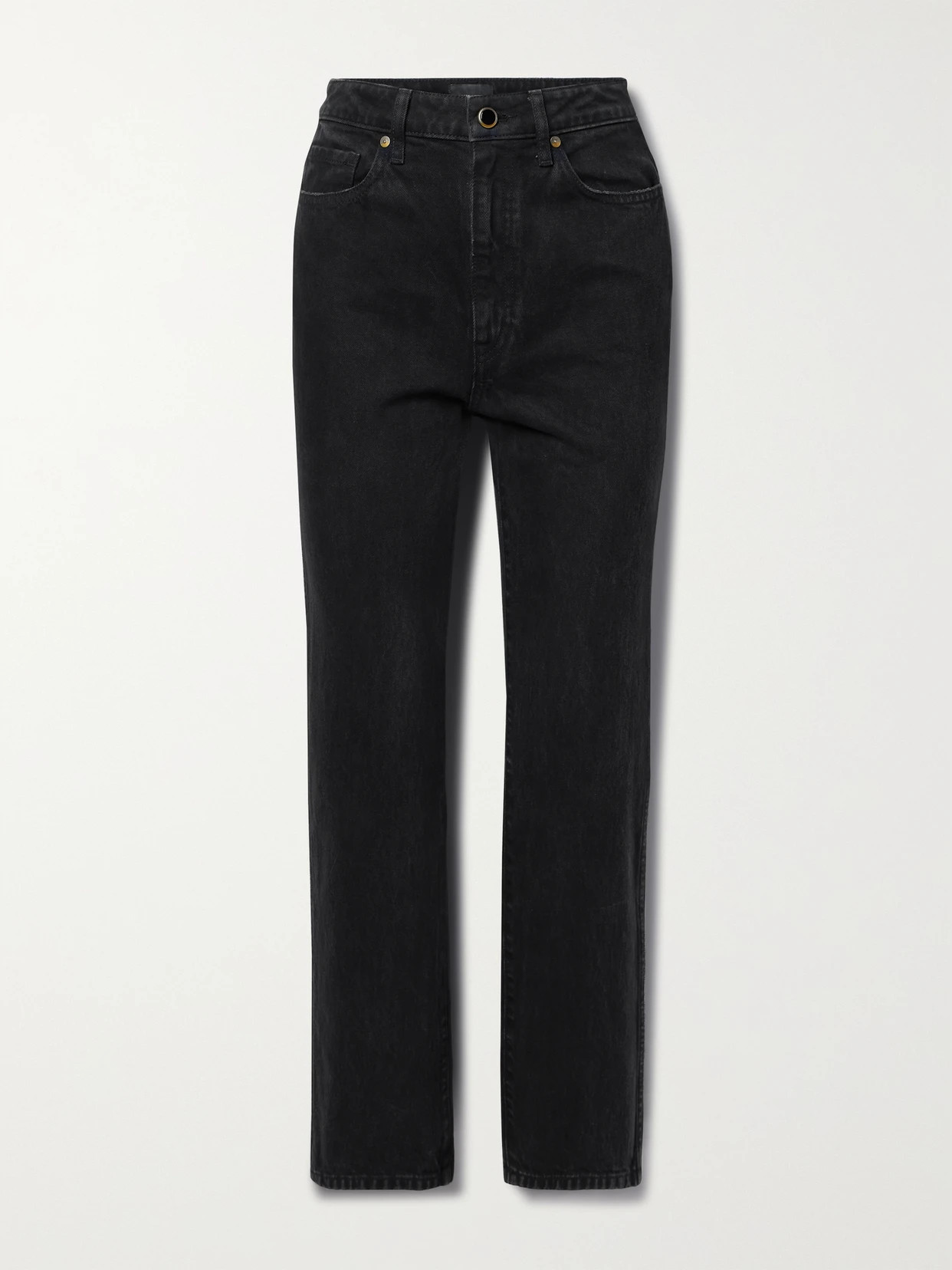 KHAITE - Abigail Cropped High-rise Straight-leg Jeans - Black | NET-A-PORTER (US)