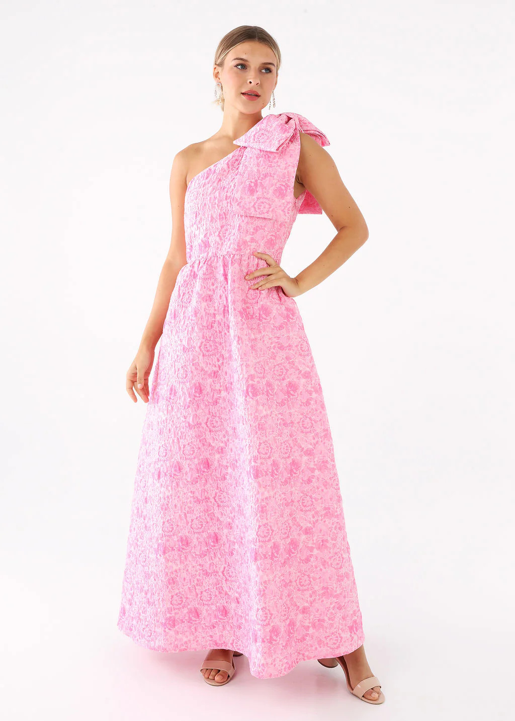Caroline Gown Pink Bubble Jacquard | Abbey Glass