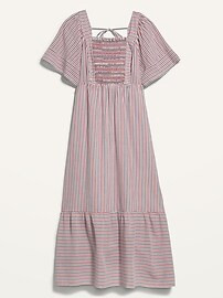 Fit & Flare Short-Sleeve Striped Tie-Back Midi Dress for Women | Old Navy (US)