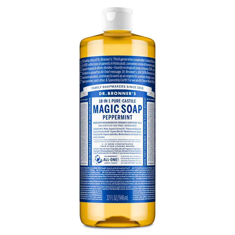 Dr. Bronner's Magic Soap - Peppermint - Pure-Castile Liquid Soap - 32 oz – for face, body wash,... | Walmart (US)