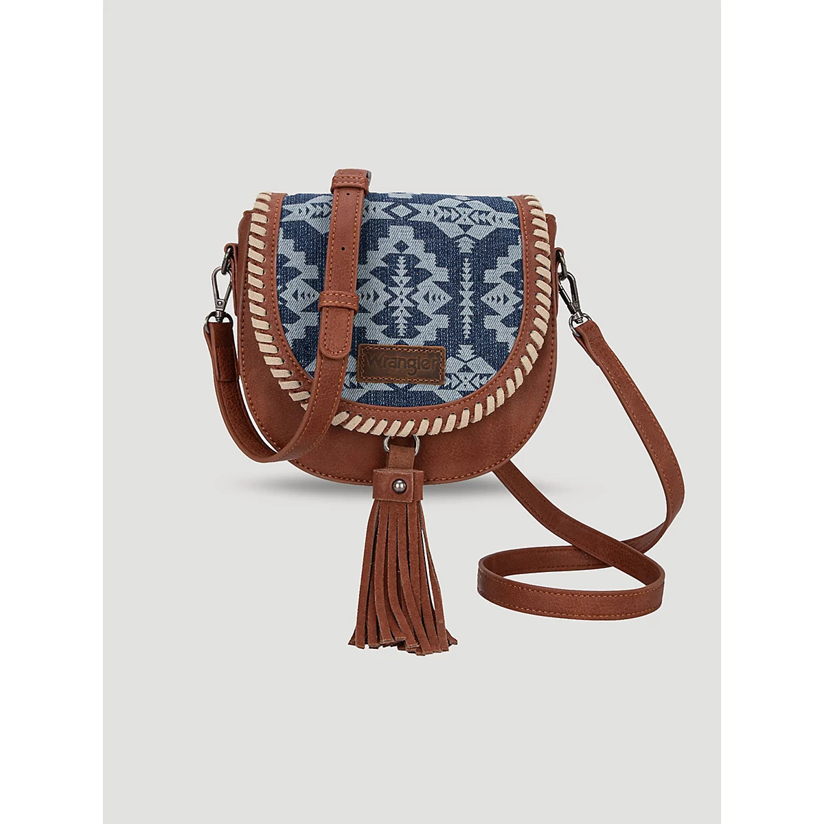 Laser Cut Printed Fringe Cross Body in Denim | Wrangler