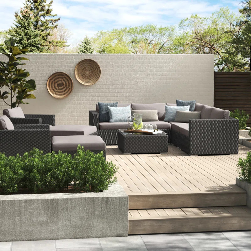 Jossif Polyethylene (PE) Wicker 7 - Person Seating Group with Cushions | Wayfair North America