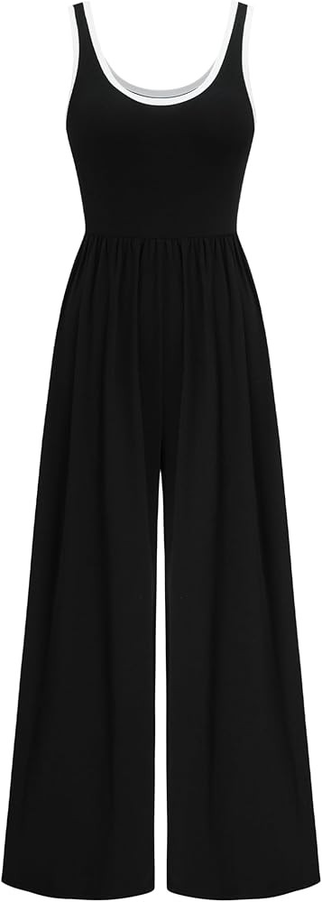 CIDER Jumpsuit For Women Casual Wide Leg Trousers Scoop Neck High Waist Sleeveless One Piece Romp... | Amazon (US)