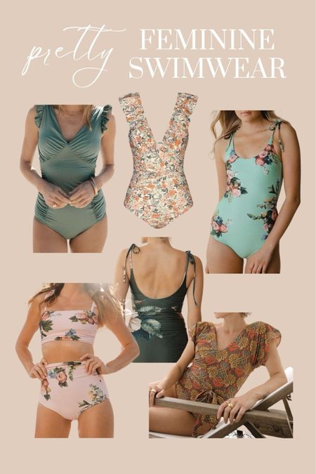 Here’s a round up of the prettiest swimsuits with feminine touches like floral prints and ruffles. @albionfit #swimsuits #vacation 

#LTKswim #LTKtravel