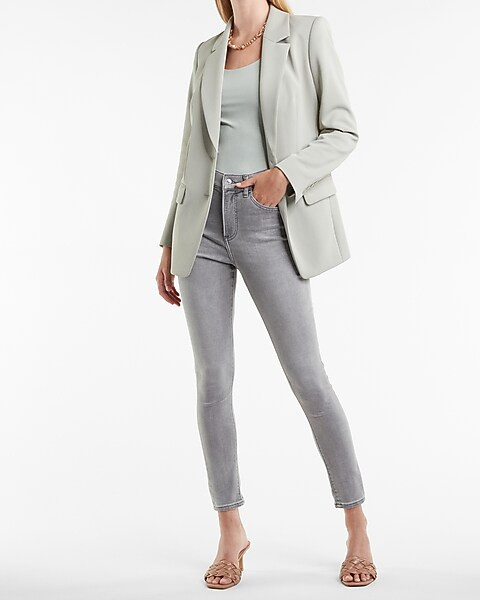 Supersoft Double Knit Two Button Boyfriend Blazer | Express
