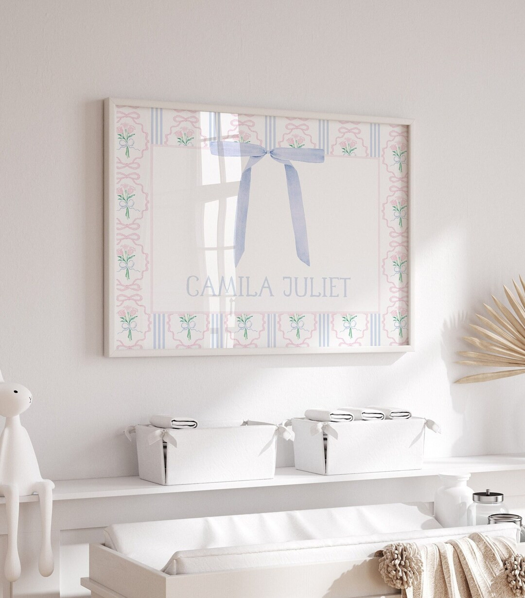 Baby Girl Nursery Grandmillenial Girl Name Art Print Grandmillenial Nursery Wall Art Bow Nursery ... | Etsy (US)
