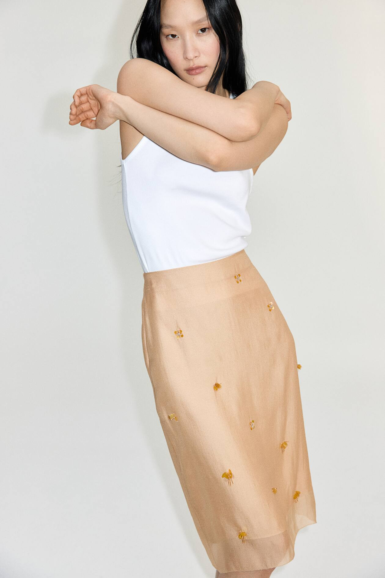 Embellished Sheer Skirt - Beige - Ladies | H&M US | H&M (US + CA)