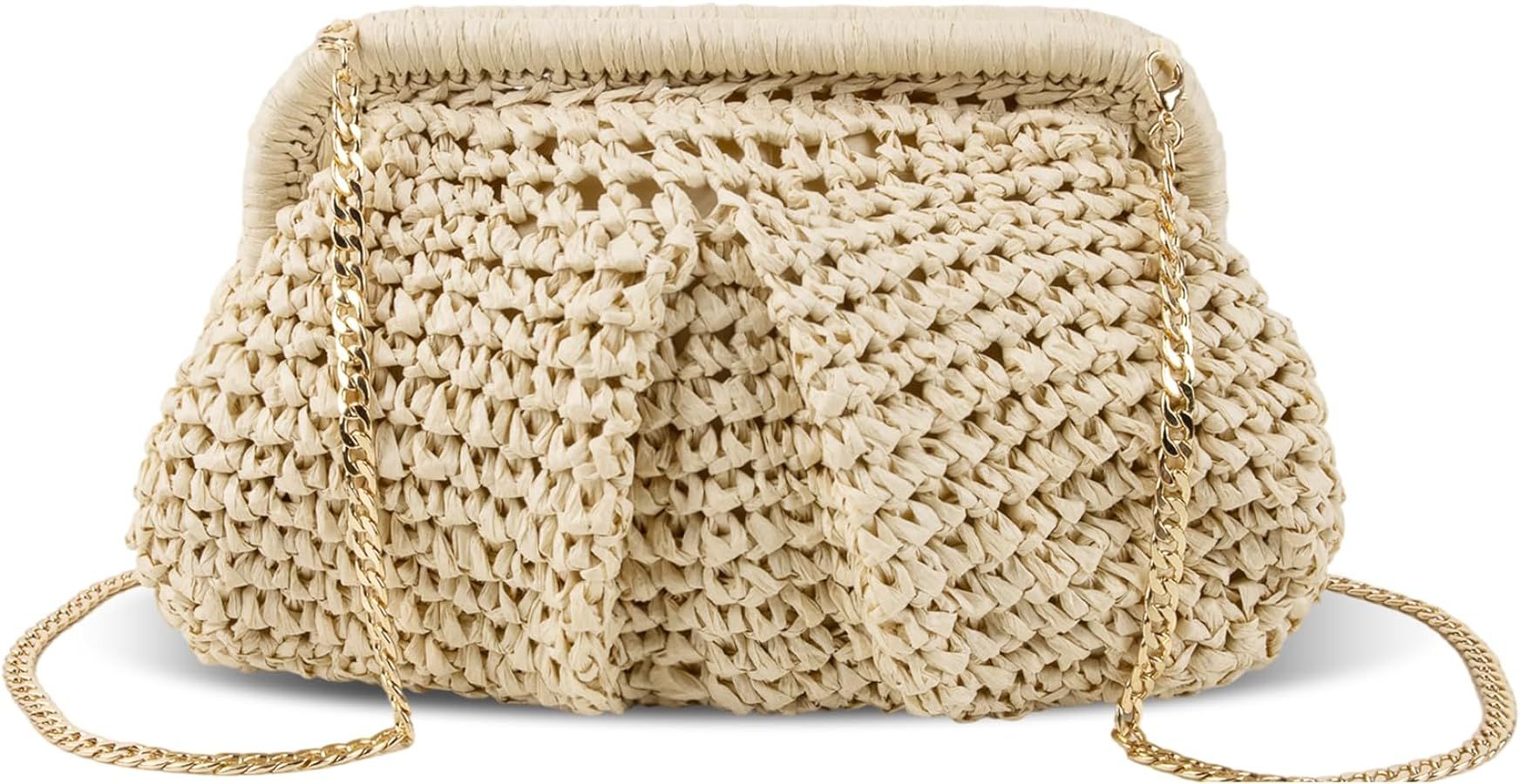 XSUIOY Straw Clutch Purse for Women Woven Dumpling Bag Summer Straw Beach Bag Crossbody Crochet P... | Amazon (US)