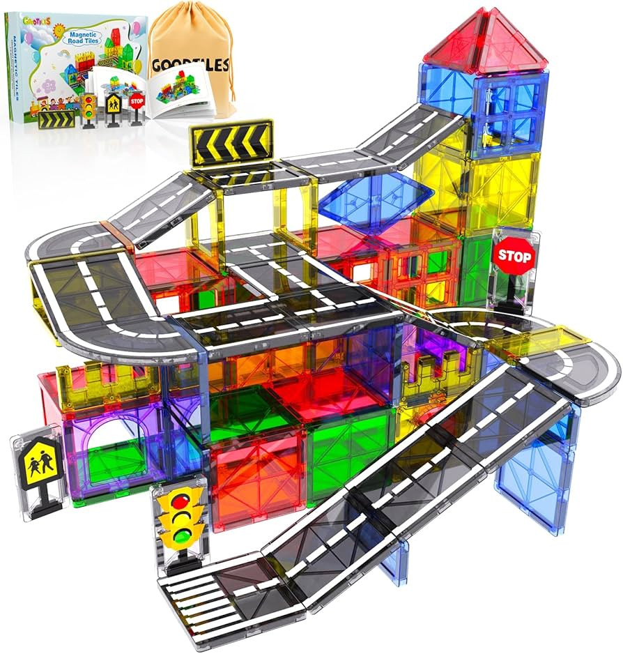 Magnetic Tiles - Road Set, Magnetic Building Blocks, Preschool Montessori Toys Gift for 3+ Year O... | Amazon (US)
