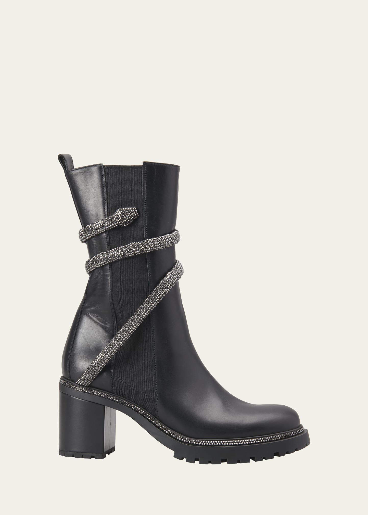 Rene Caovilla Leather Strass Snake Chelsea Boots | Bergdorf Goodman