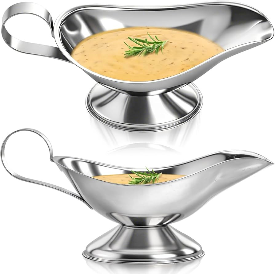 ZOOFOX Set of 2 Gravy Boat, 8 oz Stainless Steel Sauce Boat with Easy-Pour Spout and Handle, Sauc... | Amazon (US)