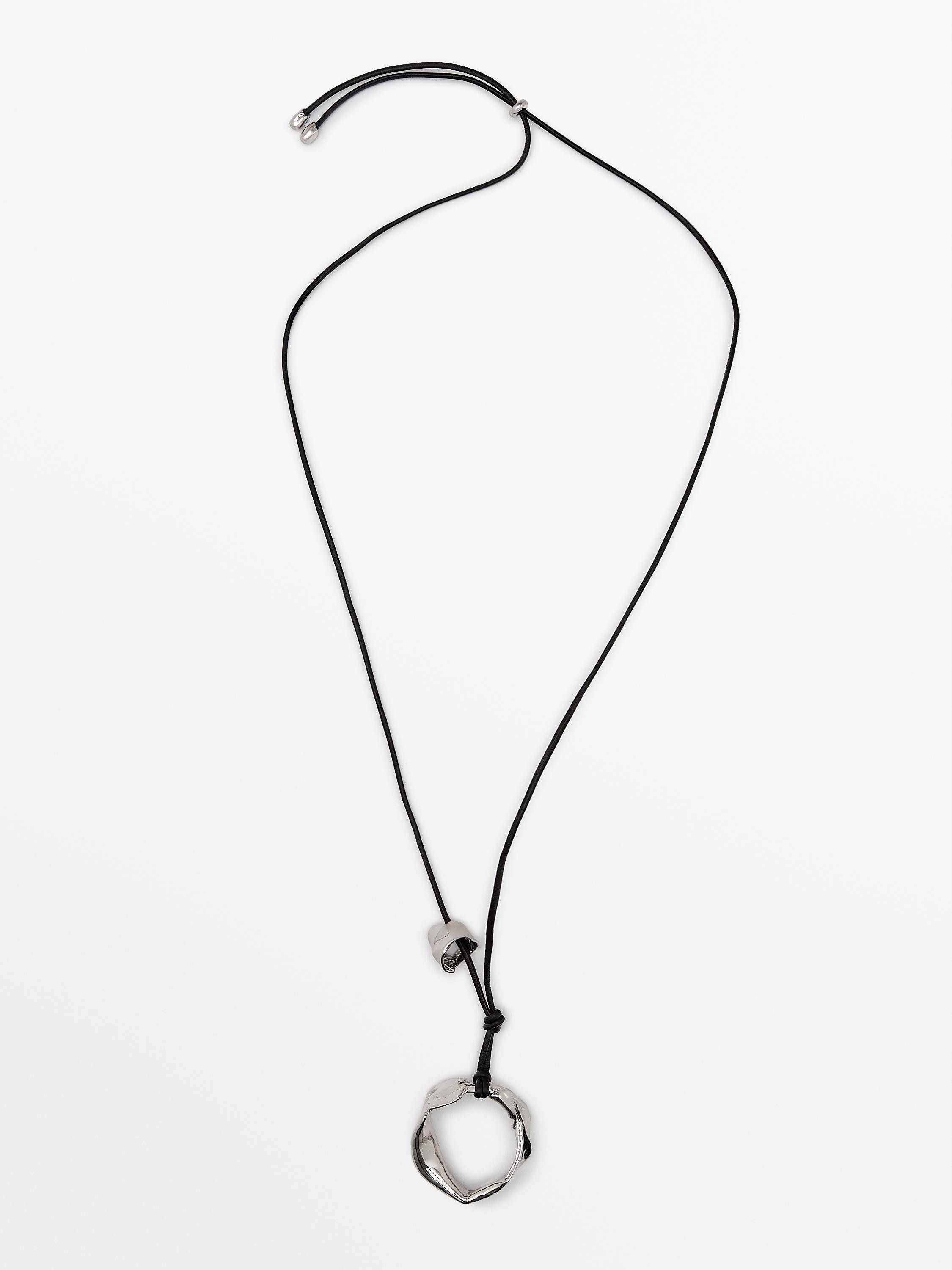 Leather necklace with irregular piece | Massimo Dutti US