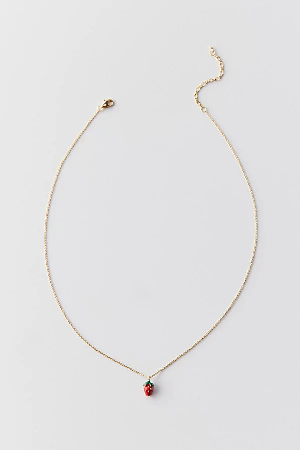 Delicate Strawberry Charm Necklace | Urban Outfitters (US and RoW)
