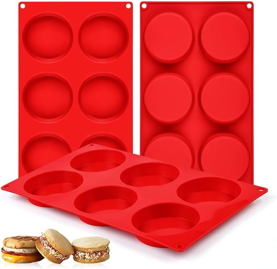 CAKETIME Muffin Top Pan, Silicone Egg Molds for Breakfast Sandwiches 3 Inch Round Silicone Egg Pa... | Amazon (US)