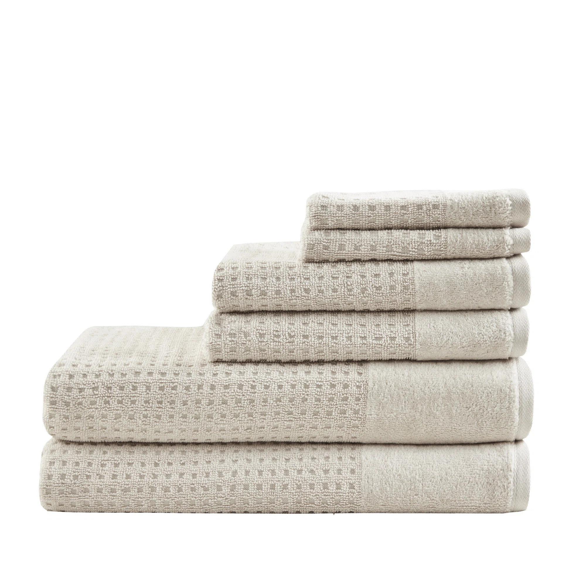 Madison Park Spa Waffle Cotton Jacquard Antimicrobial Bath Towel 6 Piece Set & Reviews | Wayfair | Wayfair North America