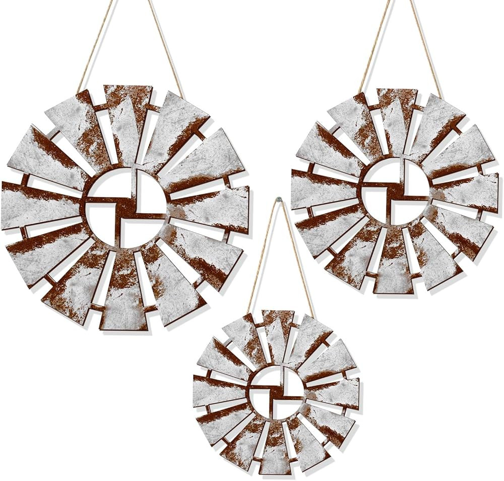 Zzbakress 3 Pcs Wood Windmill Wall Decor Farmhouse Decor for Barhroom Countryside Wooden Windmill... | Amazon (US)