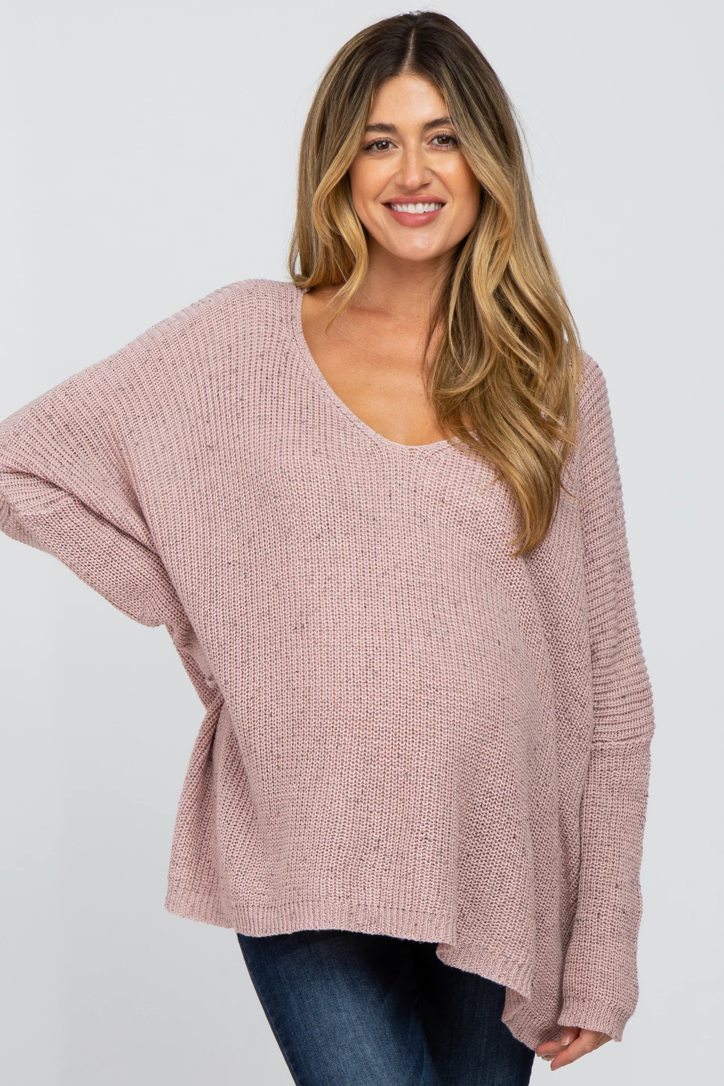 Mauve Speckled Oversized Maternity Sweater | PinkBlush Maternity