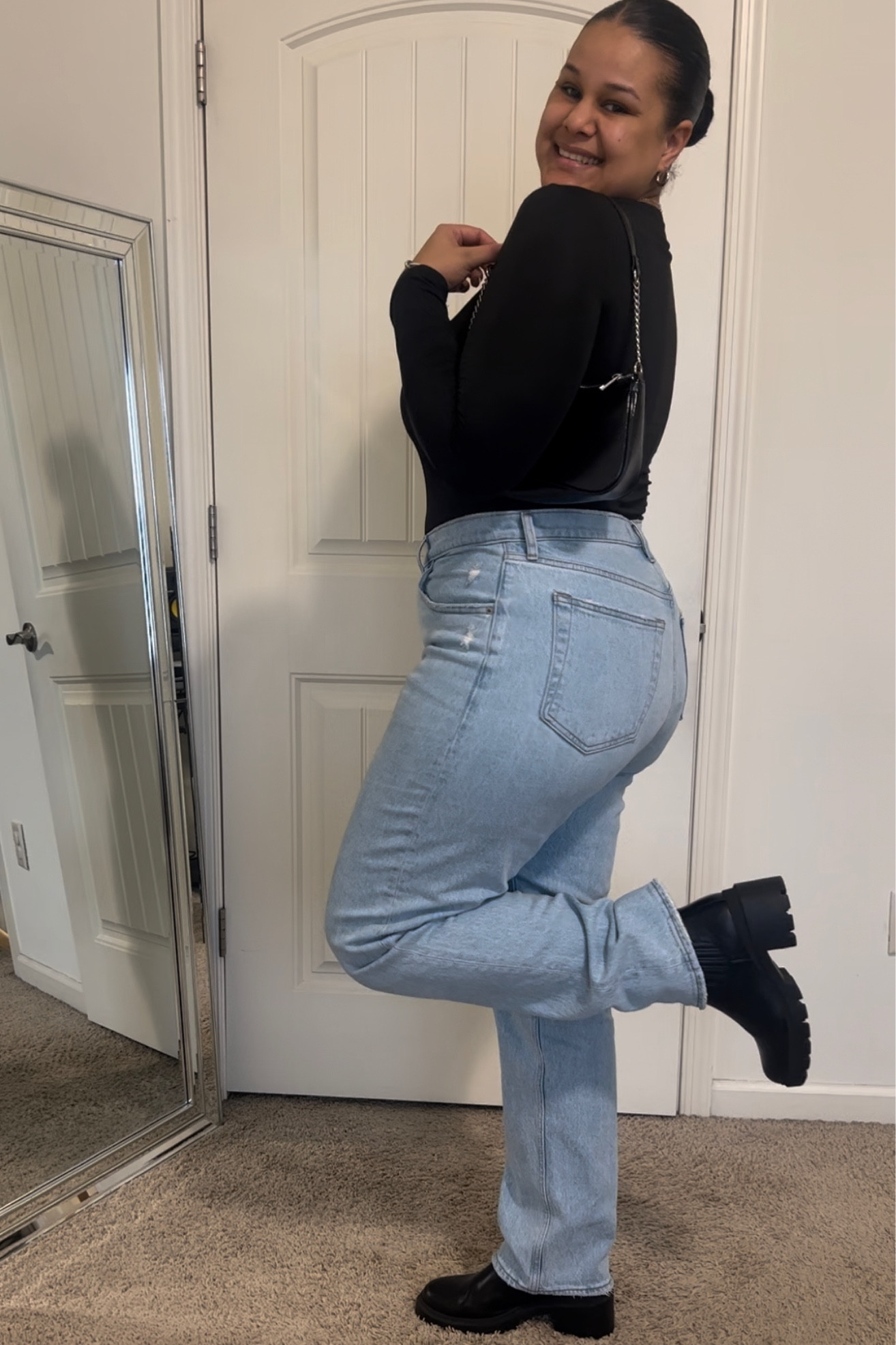 Abercrombie jeans, forever 21 bag, black purse, straight jeans, black boots, target shoes, bodysuits, shein curve bodysuit.

#LTKcurves #LTKstyletip #LTKunder50
