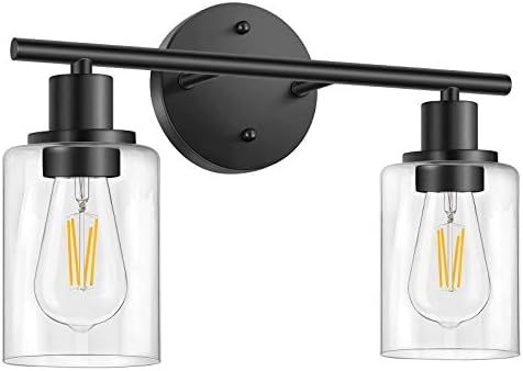 Bathroom Light Fixtures, 2 Light Matte Black Vanity Light, Vintage Wall Sconces Lighting, Modern ... | Amazon (US)