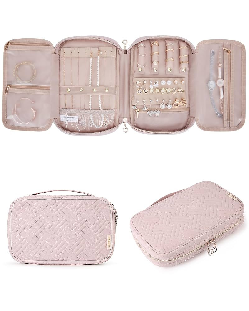 BAGSMART Jewelry Organizer Case Travel Jewelry Storage Bag for Necklace, Earrings, Rings, Bracele... | Amazon (US)
