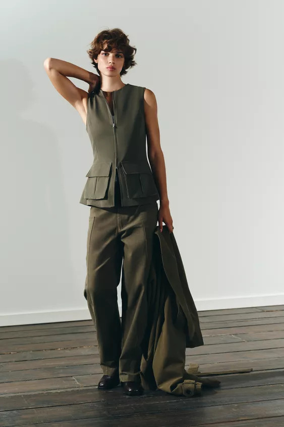 STRETCH COTTON POCKET TOP | Zara US