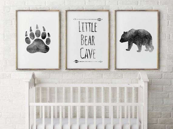 Baby boy, Nursery Decor,Bear Cave,Grey,little Bear,Bear nursery watercolor,Quote,wildlife,Set of 3,d | Etsy (US)