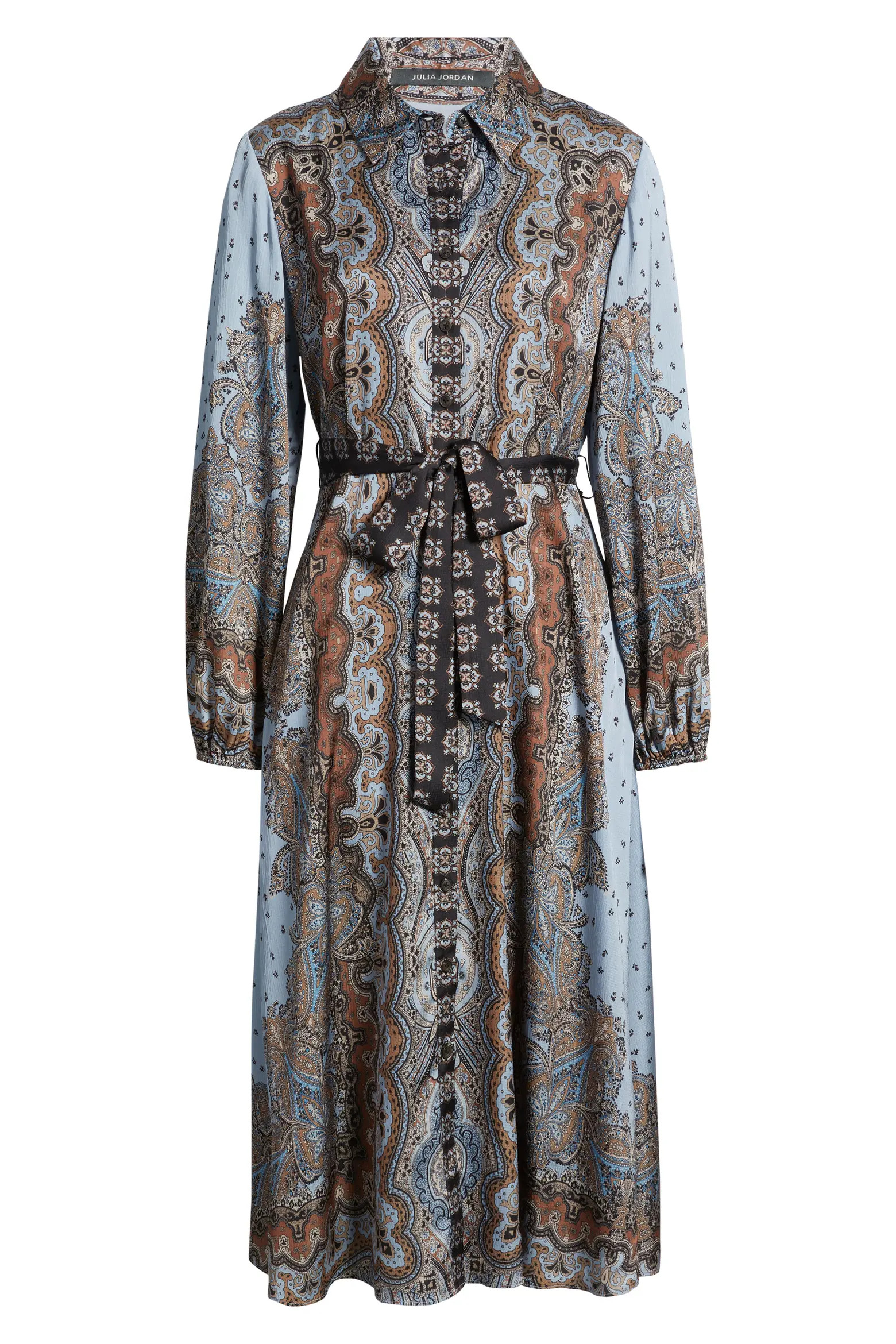 Mixed Paisley Long Sleeve Midi Shirtdress (Women) | Nordstrom | Nordstrom