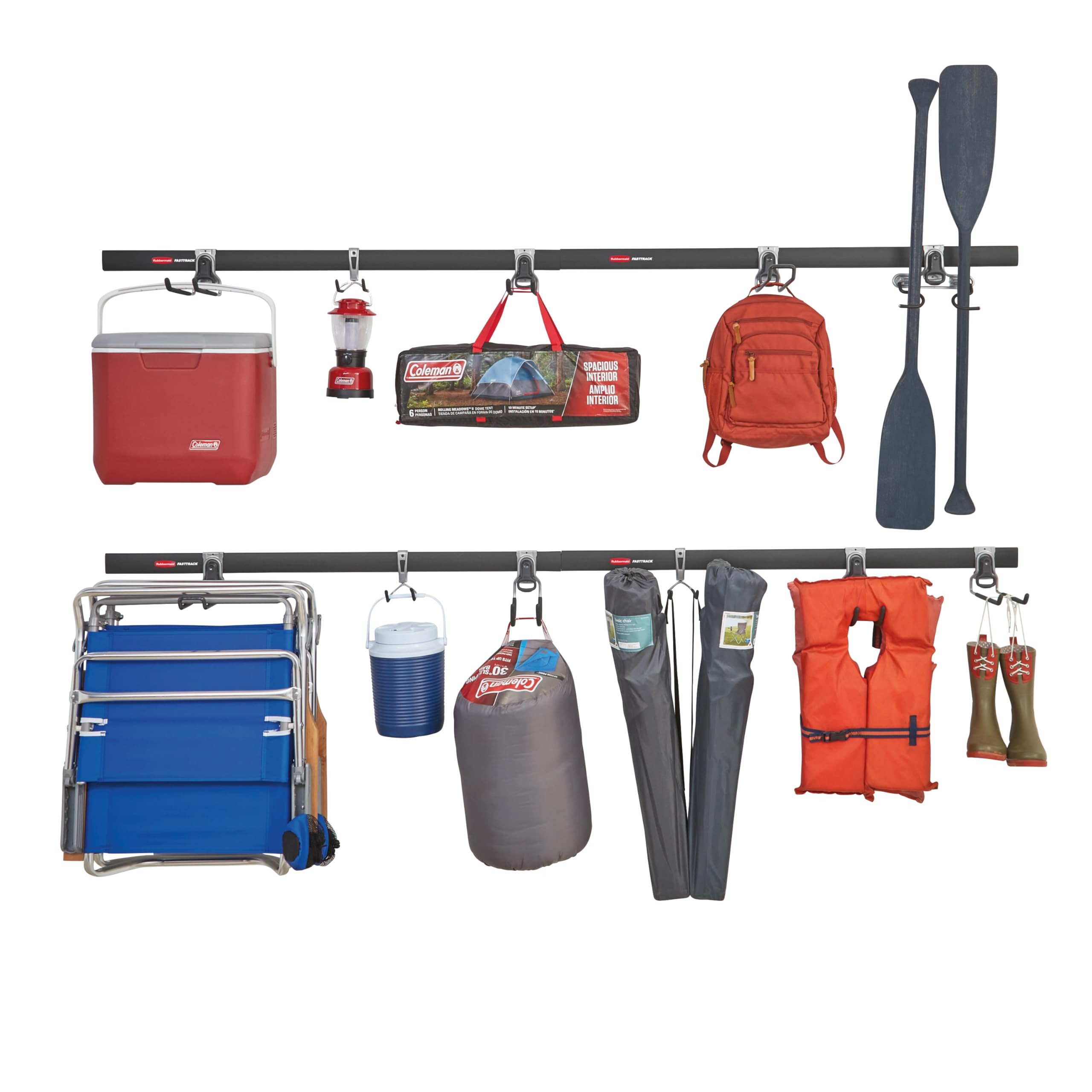 Rubbermaid 15-Piece FastTrack Garage Wall-Mounted Storage Kit, 4 Rails and 11 Hooks, for Home/Hou... | Amazon (US)