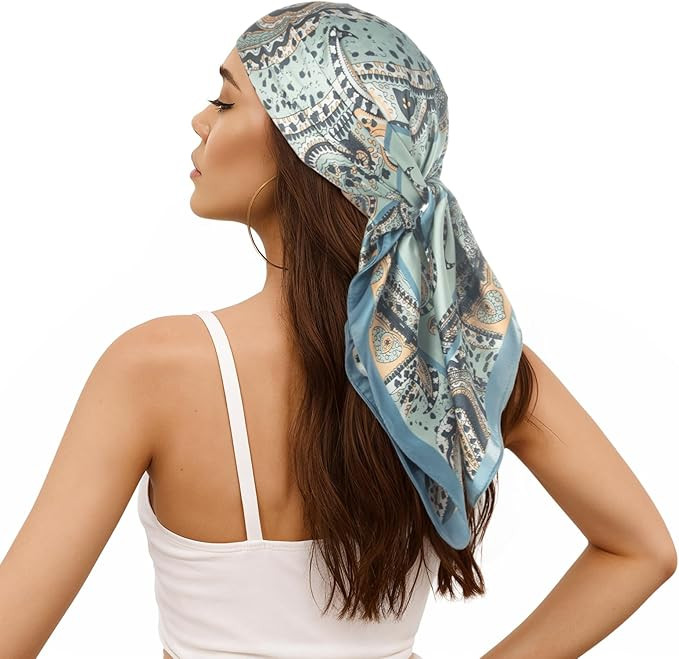 RIIQIICHY Women Head Hair Scarf Like Satin Silk Scarf Sleeping Hair Wrapping Night 27.5" | Amazon (US)