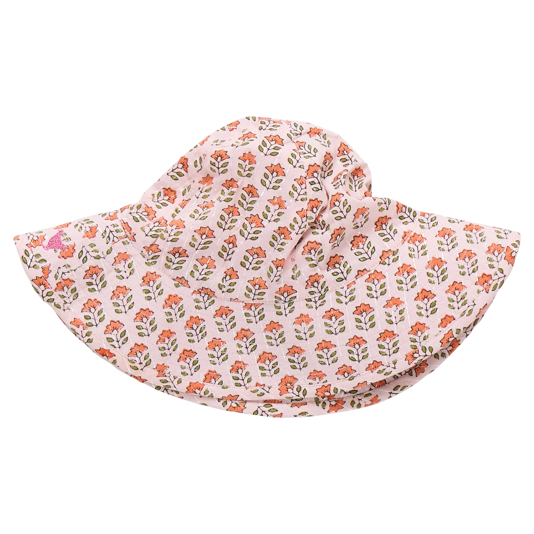 Pink Chicken - Baby Girls Sun Hat - Pink Prairie Block Print | Persnickety